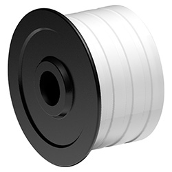 Roller with flange and rubber